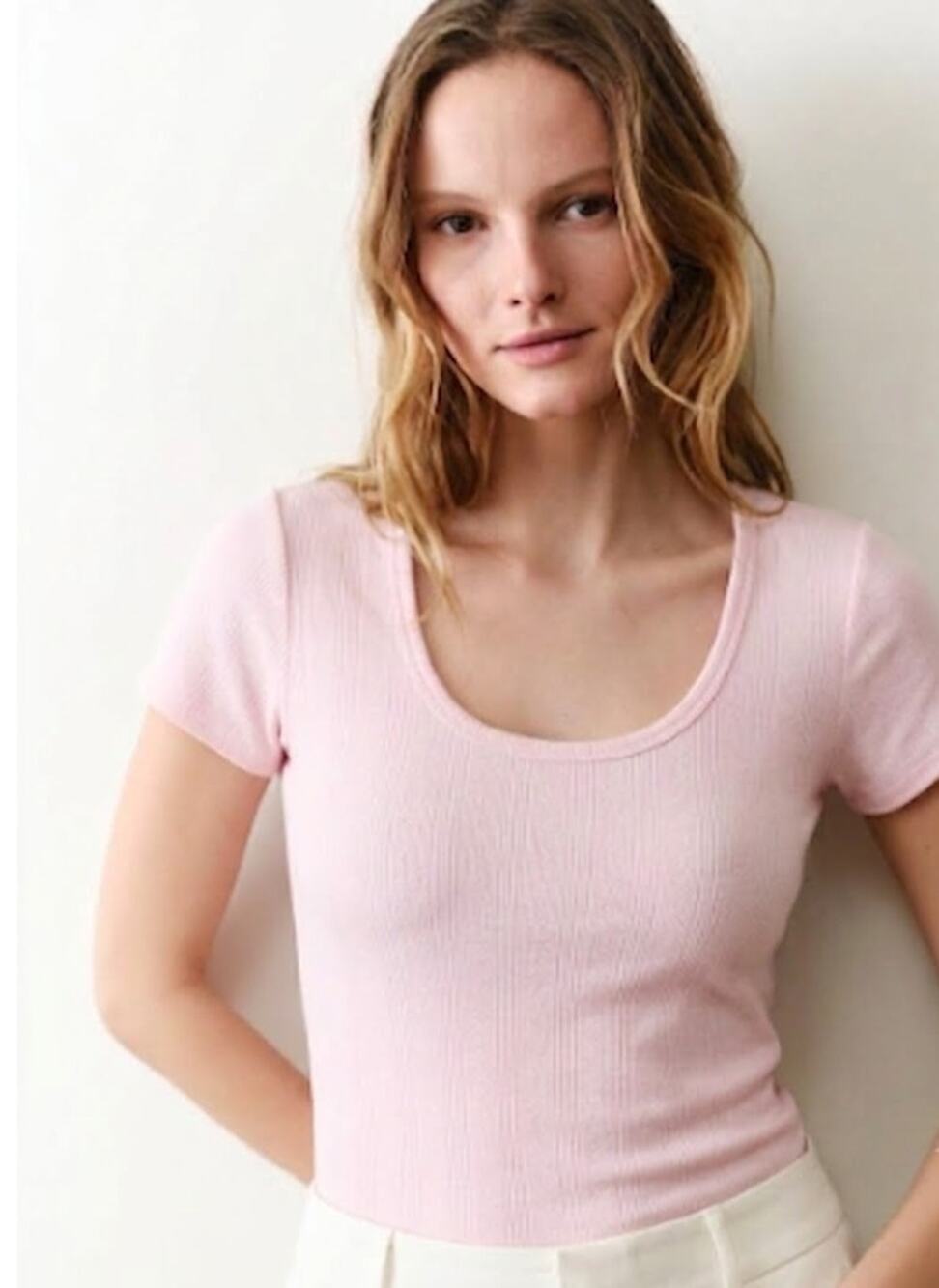 TUCKERNUCK Pink Pointelle Tee Size L NWT